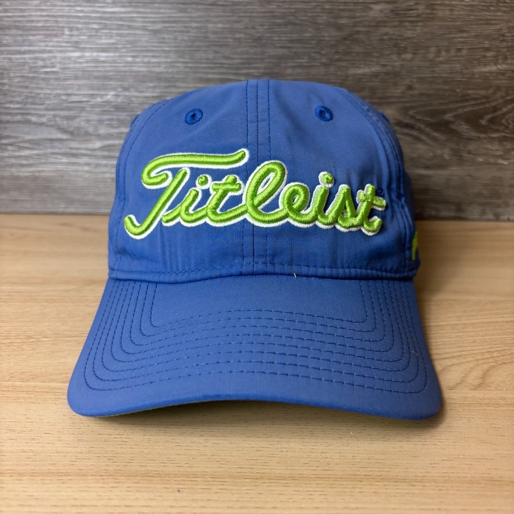 Titleist Hat Cap Strap Back Blue Green Golf Golfing Script Pro V1 Adjustable